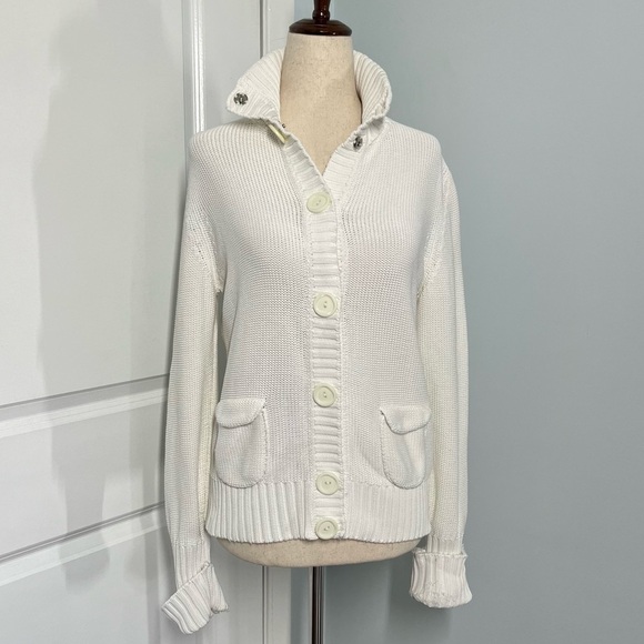Akris Punto White Cotton Jacket Cardigan size 10 - Picture 7 of 14